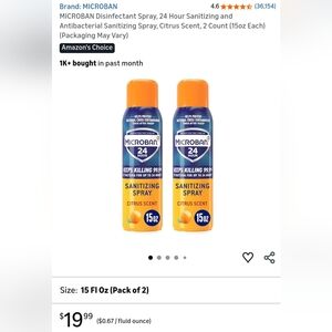 Microban Sanitizing Spray Citrus Scent